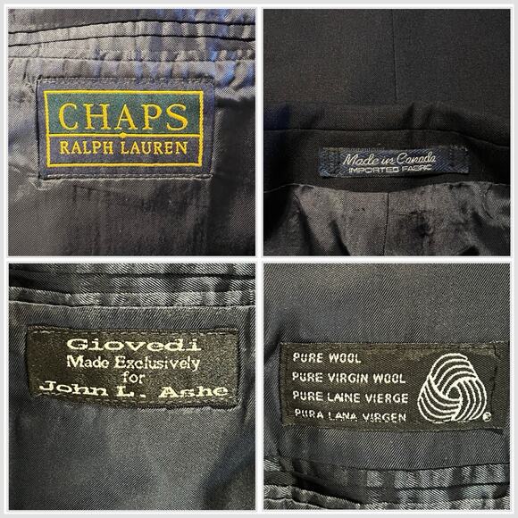 Vtg Chaps Ralph Lauren Giovedi Suit 46L 38x31 Navy Blue John L Ashe Exclusive - Picture 16 of 16